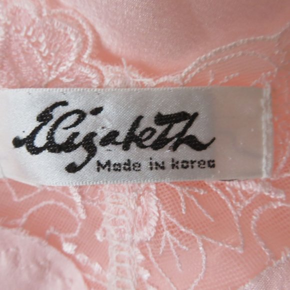 Vintage Full Length Satin Dressing Gown Robe L Pink Lace Belted Bell Sleeve NEW - Picture 10 of 10